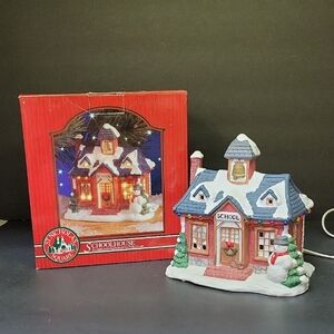 St. Nicholas Square Schoolhouse Lighted Porcelain House Christmas Village